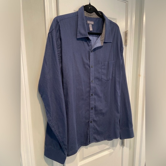Van Heusen Mens Size XXL Blue Polka Dot Long Sleeve Button Down Shirt - Picture 5 of 11